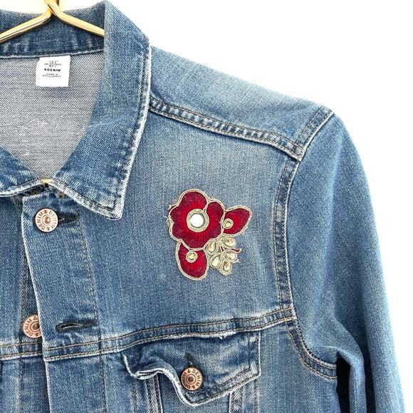 &Denim re-done Boho Jean Jacket size 8 unique blue - Picture 4 of 9